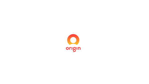The image features the Origin logo, which consists of a stylized orange and red circular emblem above the word 'origin' in lowercase letters, centered on a plain white background.