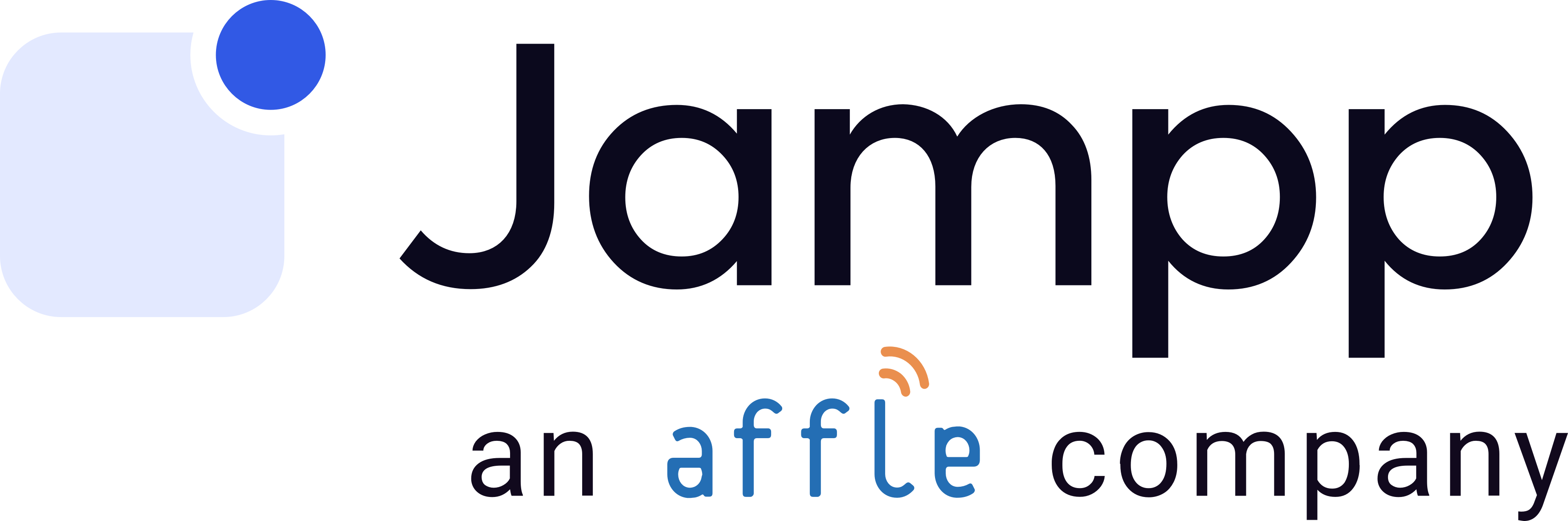 Logo for Jampp, an Affle company, featuring stylized text and graphic elements.