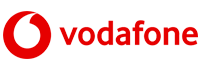 Vodafone logo in red text with a circular icon on the left.