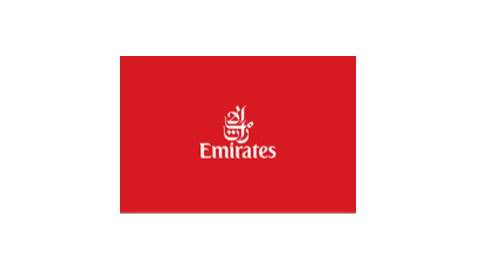 The Emirates logo displayed in white on a solid red background.