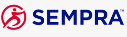 Sempra company logo with a red abstract figure and blue 'SEMPRA' text on a white background.