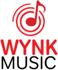 The Wynk Music logo featuring a red musical note inside spiral lines above the word 'WYNK' in red text.