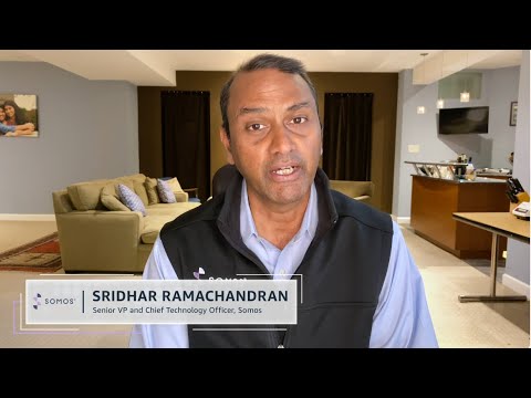 Sridhar Ramachandran, Senior VP and Chief Technology Officer at Somos, speaks in a home office setting, sharing insights for a case study.