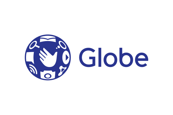 Blue Globe Telecom logo featuring a stylized hand inside a circular globe icon next to the word 'Globe'.