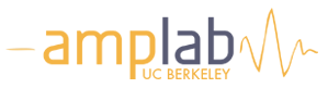 AMPLab UC Berkeley logo with stylized amp text and waveform graphic.
