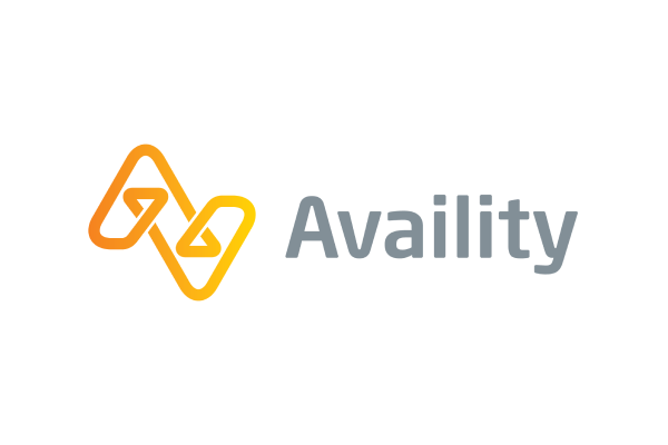 The Availity company logo featuring an interlinked orange and yellow icon next to the word 'Availity' in gray text on a transparent background.