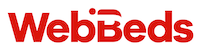 The logo of WebBeds, showing the company name in a bold red font.