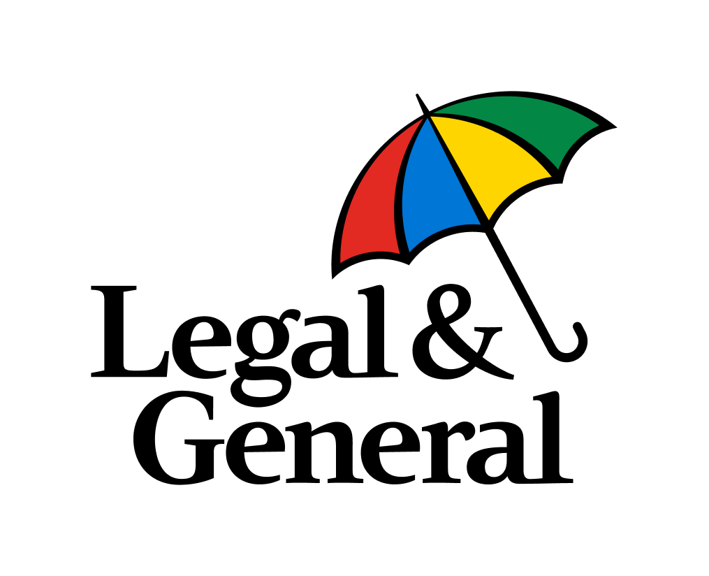 Legal & General logo featuring a multi-colored umbrella on a transparent background.