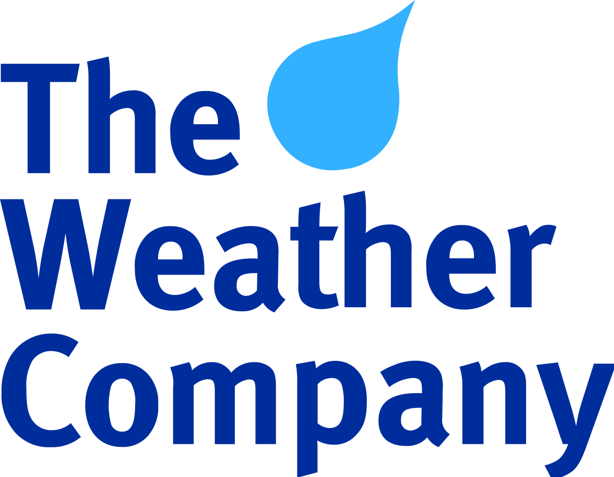 The Weather Company logo featuring blue text and a blue water droplet graphic above the word 'Weather'.