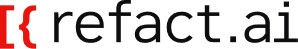 Logo of Refact.ai featuring a red bracket and the text 'refact.ai' in black.
