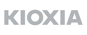 Kioxia logo in gray letters on a white background.