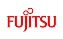 Fujitsu logo in red text on a white background