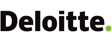 The Deloitte logo featuring bold black text and a distinctive green dot at the end.