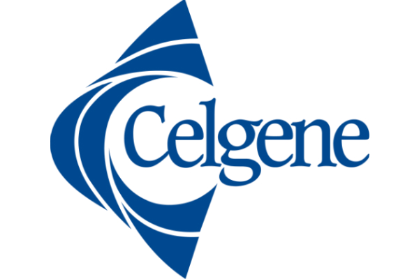 Blue Celgene logo with stylized design, used for solution case studies.