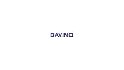The image displays the word 'DAVINCI' in blue, centered on a plain white background. This is likely a logo or brand representation for Davinci.