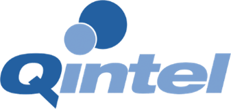Qintel company logo featuring stylized blue circles above the word 'Qintel' in gradient blue text.