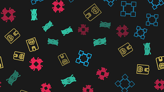 Set line Blockchain technology, Cryptocurrency bitcoin circuit, wallet and Processor on seamless pattern. Vector.