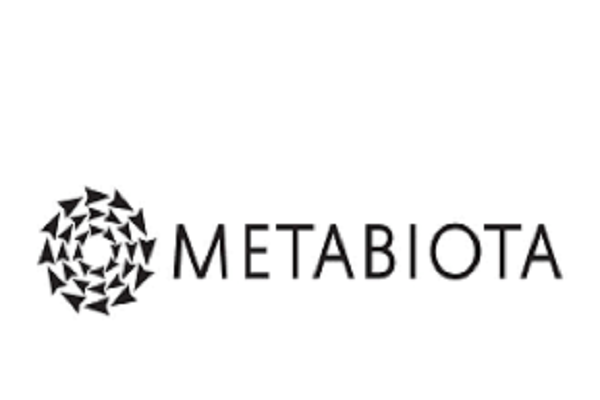 Metabiota logo featuring black text and a circular geometric icon composed of black triangles on a white background.