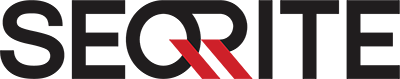 Seqrite company logo with bold black text and a red icon above the letter 'q'.