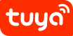 Tuya logo in white text on an orange background.