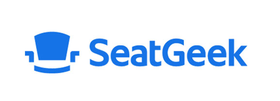 SeatGeek logo featuring blue text and a stylized blue chair icon on a white background.