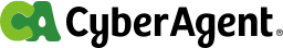 CyberAgent logo with green symbol and black text on a transparent background.