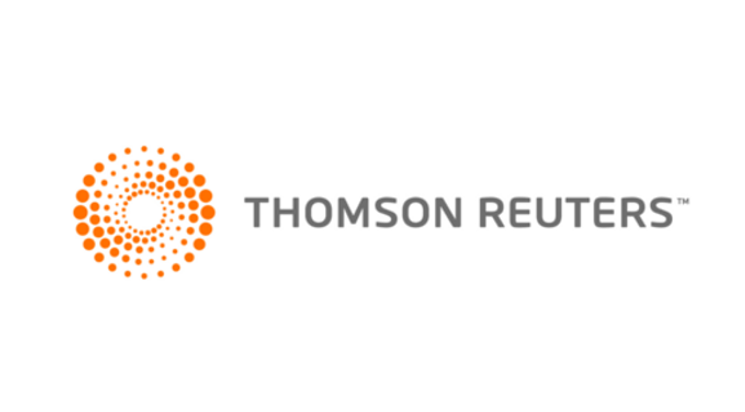 Thomson Reuters logo consisting of an orange circular dot pattern and the text 'Thomson Reuters'. Used for a case study.