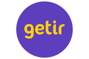The Getir logo, featuring the word 'getir' in yellow lowercase letters on a purple circular background.