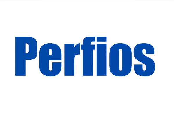 Perfios company logo displayed in bold blue text on a white background.