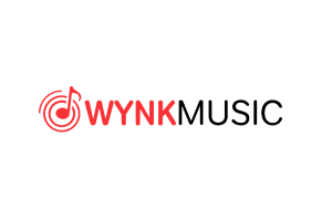 Logo of WYNK Music featuring a red musical note and circular design next to the word 'WYNK' in red text.