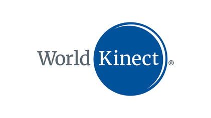 Logo of World Kinect featuring the company name with a large blue circle around the word 'Kinect'.