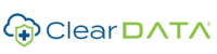ClearDATA company logo with a shield and cloud icon, blue and green text on a transparent background.