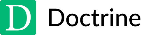 Doctrine logo featuring a white letter 'D' on a green square followed by the word 'Doctrine' in black text.