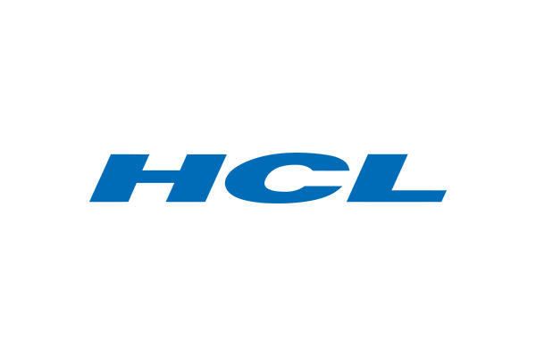 The logo of HCL, displayed in blue text on a white background.