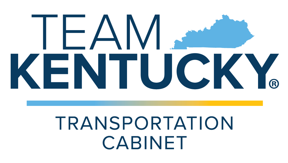Logo for the Team Kentucky Transportation Cabinet, featuring the words 'TEAM KENTUCKY' with a silhouette of the state of Kentucky and the text 'TRANSPORTATION CABINET' below.