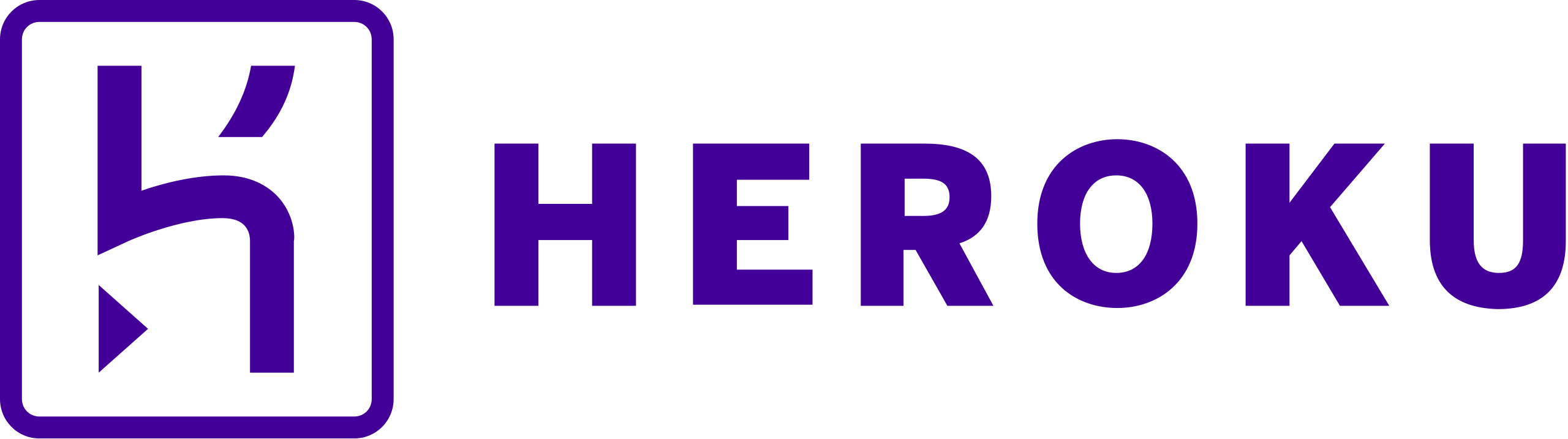 The Heroku logo featuring a stylized 'H' icon followed by the word 'HEROKU' in bold purple letters.