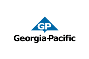 Georgia-Pacific company logo with a blue triangle and the letters 'GP' above the company name.