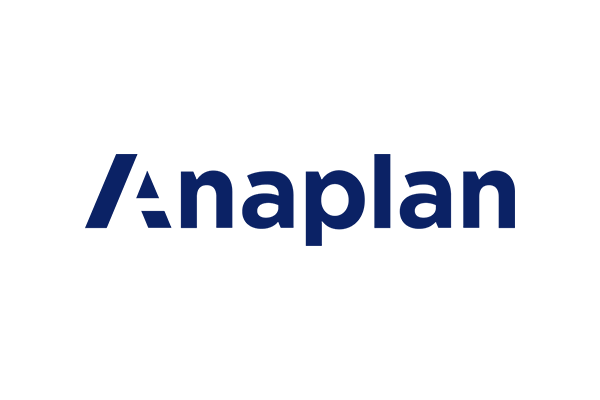 Anaplan company logo with stylized blue text on a transparent background.