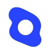 Blue abstract logo for ZEW, featuring an irregular shape with a circular cutout in the center.