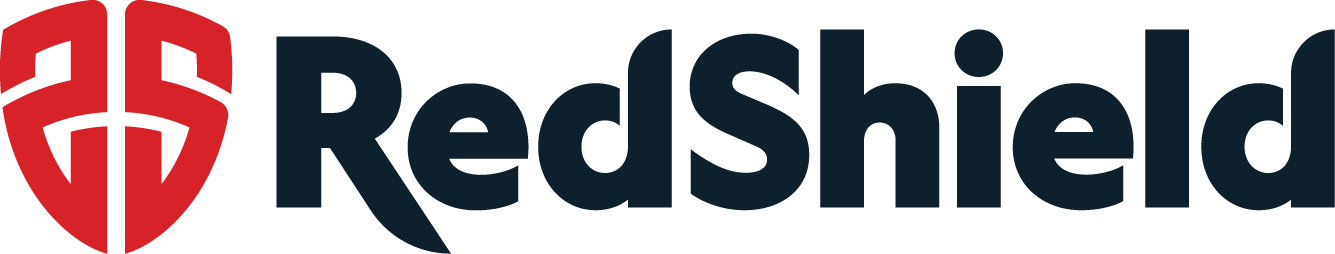 The logo of RedShield, featuring a stylized red shield icon and the company name in bold typography.