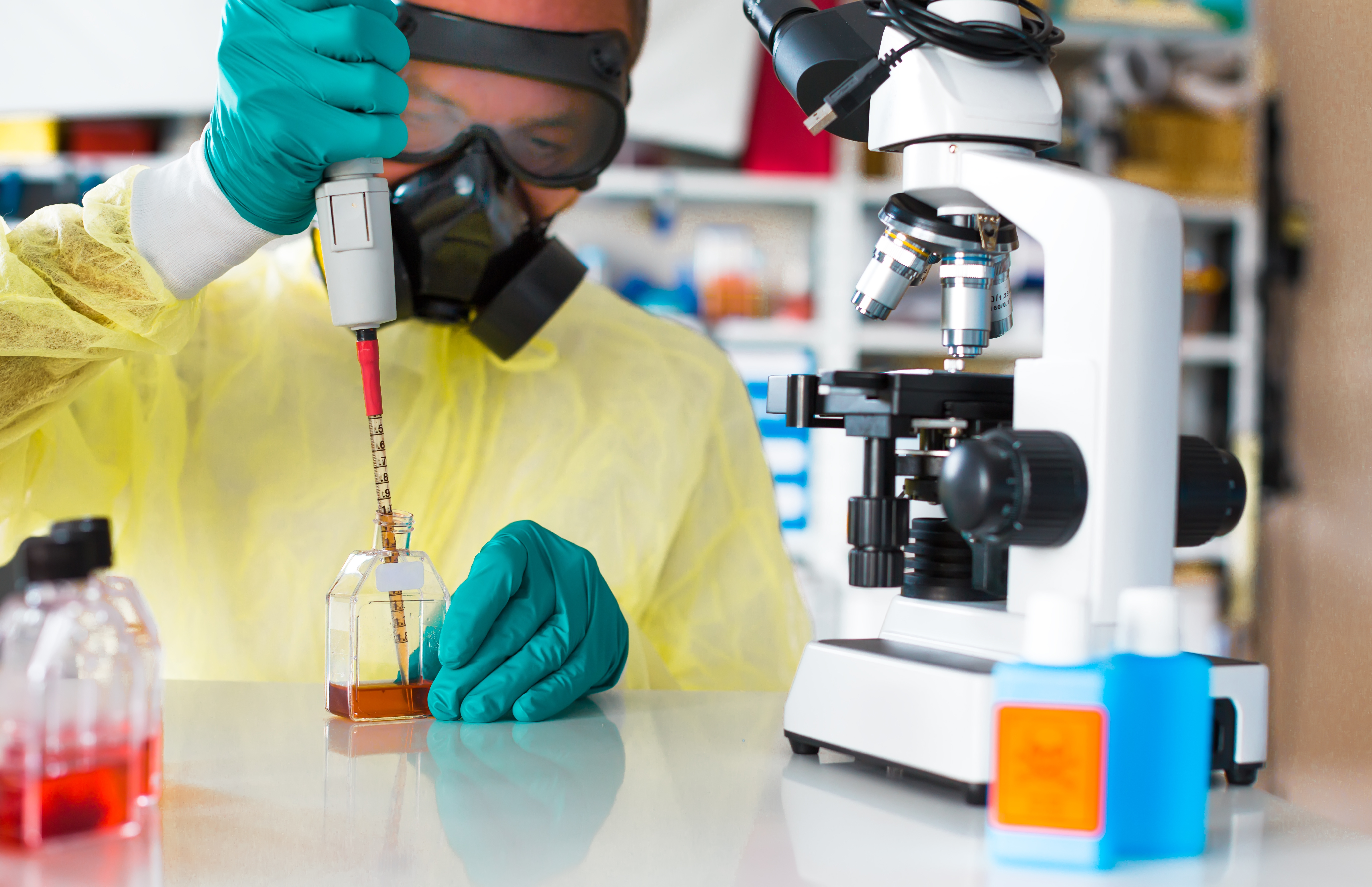 ebola virus biopharmaceutical drug research in biochemical lab