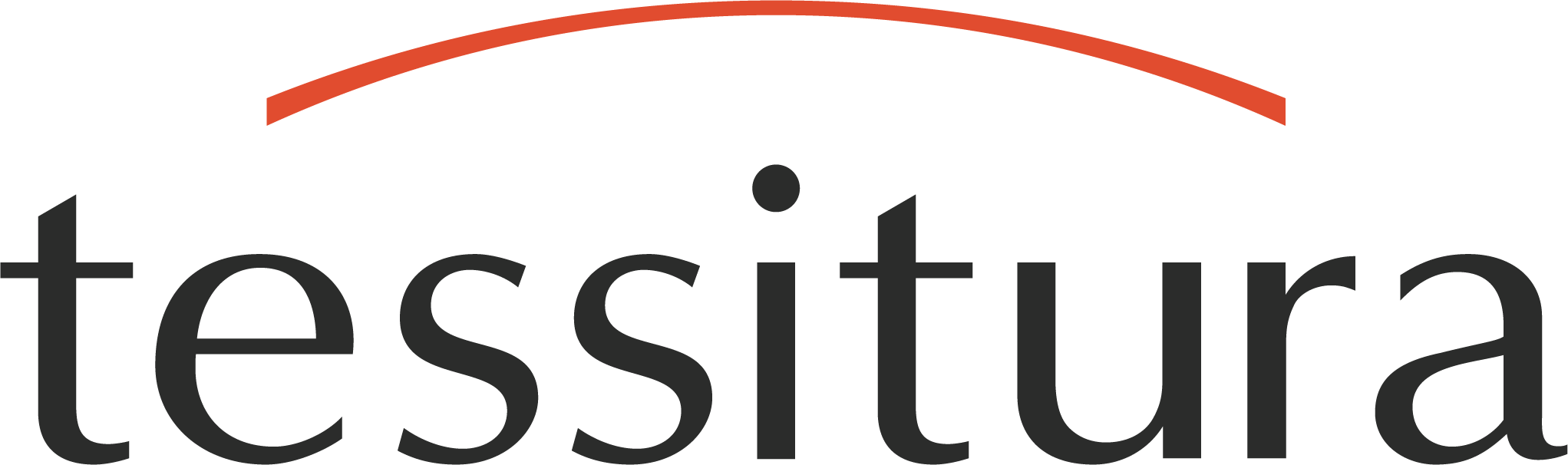 The word "tessitura" in black lowercase letters with an orange arc above it.