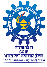 Logo of CSIR-India featuring a gear with a lamp inside, surrounded by text in Hindi and English stating "The Innovation Engine of India."