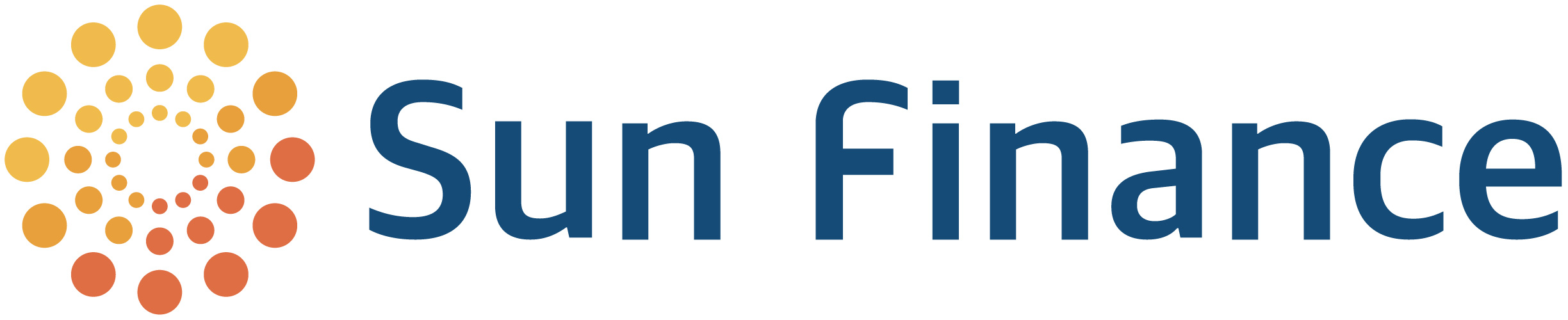 Logo of Sun Finance featuring a circular pattern of orange and yellow dots and the text 'Sun Finance'.