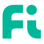 Logo of Fi Money, featuring a bold turquoise 'Fi' design on a transparent background.