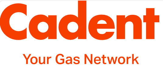 Logo image featuring the text 'Cadent' with the tagline 'Your Gas Network' in bold orange letters.