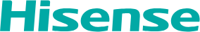 Hisense company logo in teal text on a transparent background.