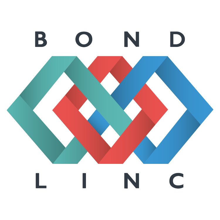 The logo for Bondlinc, featuring an interwoven geometric design in teal, red, and blue colors with the text 'BONDLINC' surrounding the graphic.
