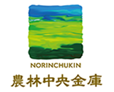 Logo for Norinchukin Bank featuring a painted green and blue square above Japanese text and the word NORINCHUKIN.