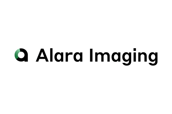 Logo for Alara Imaging, featuring a stylized symbol and the company name in black text.
